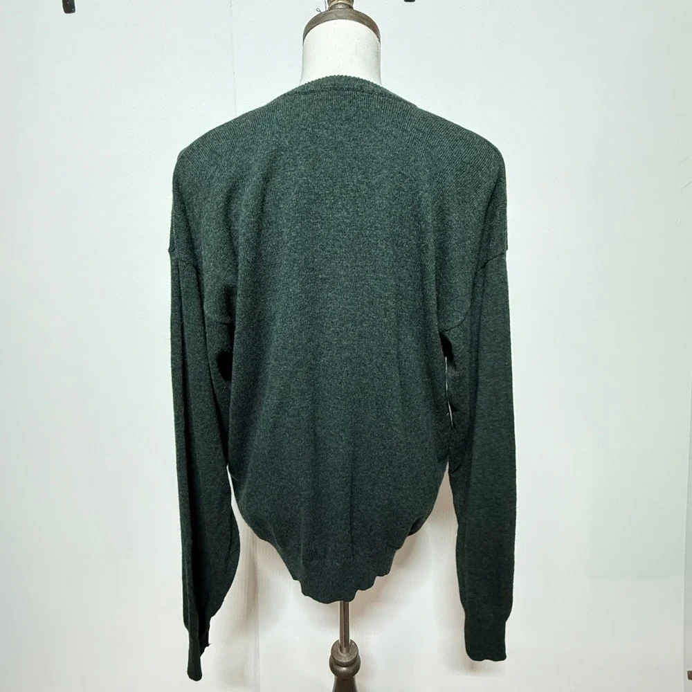 Pendleton Sweater Mens XXL Green Pullover V-Neck 100% Virgin Lambswool Knit
